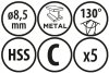 Wiertła do metalu Baildon BASIC DIN 338 RN NWKa 8,5 mm, HSS (S), 117-75 mm, wielokrotność 5
