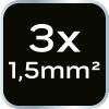 Przedłużacz listwowy 1.5m, 3x1.5mm2, 3G, czarny, ON/OFF