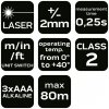Dalmierz laserowy, zasięg 80 m, IP54