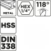 Wiertła do metalu HSS, DIN 338, 4 mm, 2 szt.