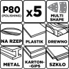 Papiery ścierne na rzep, żelazko 102 x 152 mm, P80, 5 szt., z 11 otworami