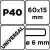 Ściernica listkowa trzpieniowa 60 x 15 x 6 mm, P40