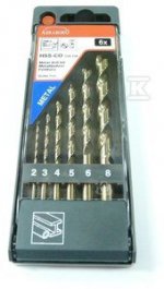 Z.HSS-Co DIN338 KOB.6SZT,FI2-3-4-5-6-8MM (KPL)