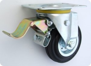 KOŁO METAL-GUMA 125MM OBUDOWA SKRĘTNA+HAMULEC 25H (1 SZT)