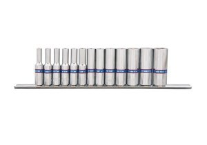 ZESTAW NASADEK 1/4'' DŁUGIE 4-14MM 6-KĄT 13CZ. SZYNA (1 KPL)