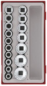 ZESTAW NASADEK 12-KĄTNYCH CHWYT KWADRATOWY 1/2'' 17CZ (1 KPL)