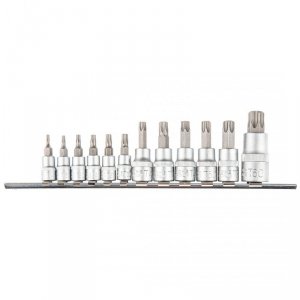 Bity Torx na nasadce 1/4, 3/8, 1/2, zestaw 12 szt.