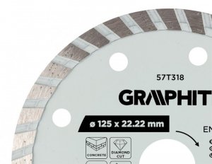 Tarcza diamentowa do cięcia turbo, 125 x 22.22 mm, na sucho i mokro
