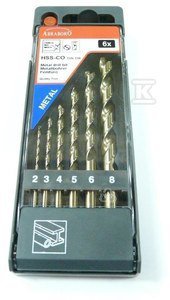 Z.HSS-Co DIN338 KOB.6SZT,FI2-3-4-5-6-8MM (KPL)