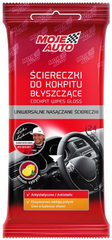 ŚCIERECZKI DO KOKPITU BŁYSZCZĄCE CYTRYNA 24SZT. (1 SZT)