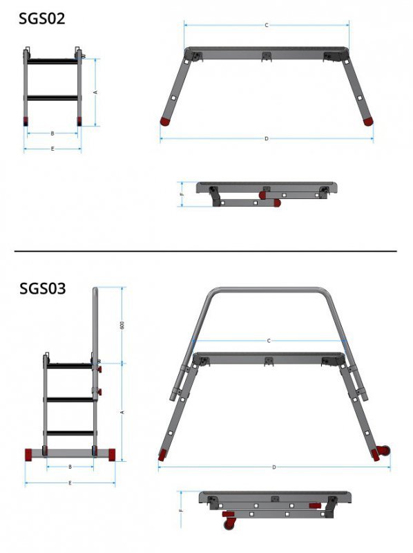 SKŁADANA PLATFORMA ROBOCZA  Z PORĘCZĄ SGS3 (1 SZT)