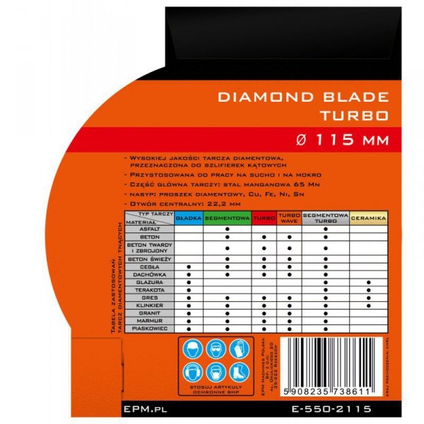 TARCZA DIAMENTOWA TURBO 230MM (1 SZT)