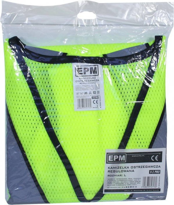 KAMIZELKA ODBLASKOWA ŻÓŁTA V-3 PRO XL (1 SZT)