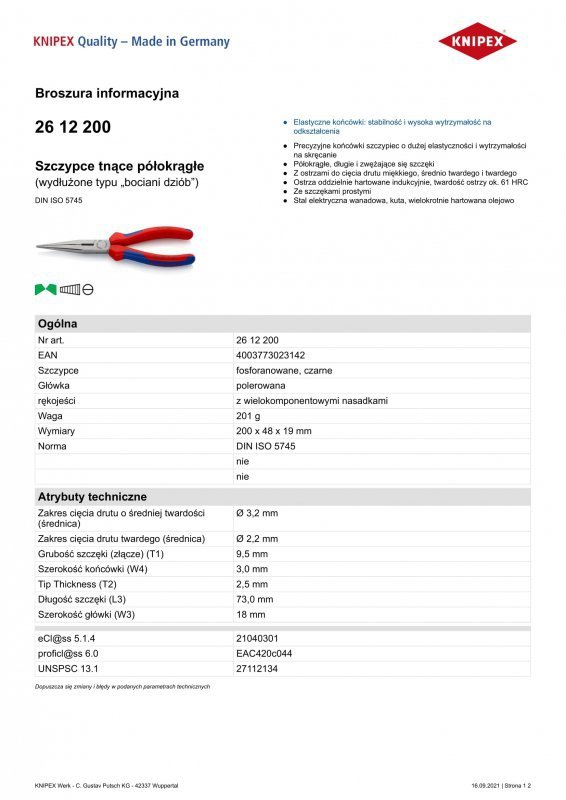 SZCZYPCE FOSFORANOWANE CZARNE, GŁÓWKA POLEROWANA 200MM (1 SZT)