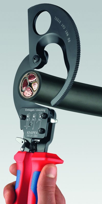 NOŻYCE DO KABLI 280MM, MECHANIZM ZAPADKOWY (1 SZT)
