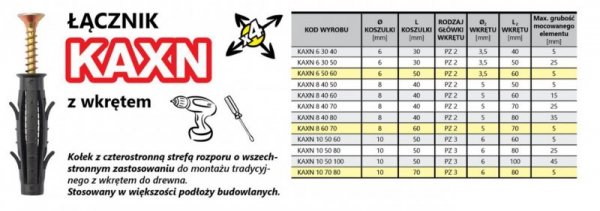 KOŁEK ROZPOROWY Z NACIĘCIEM KRZYŻOWYM 10/6*60MM (1 STO)