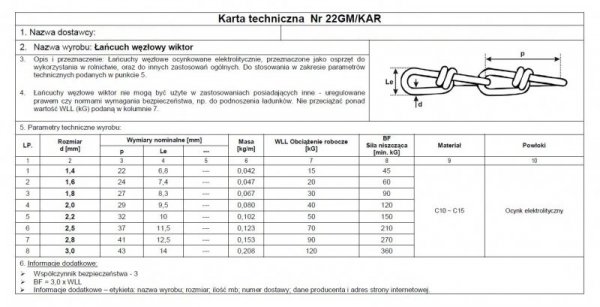 ŁAŃCUCH WĘZŁOWY &#039; VIKTOR &#039; OCYNKOWANY 1.4MM (30 MB)