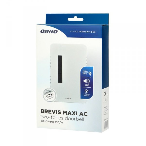 DZWONEK ELEKTROMECHANICZNY DWUTONOWY 230V BIAŁY BREVIS MAXI (1 SZT)
