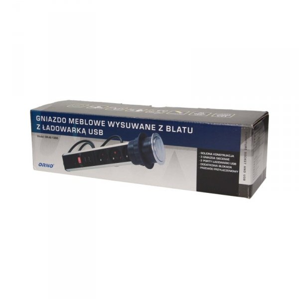 GNIAZDO MEBLOWE 3X2P+Z BLATU 6CM BLOK INOX 1,8M (1 SZT)