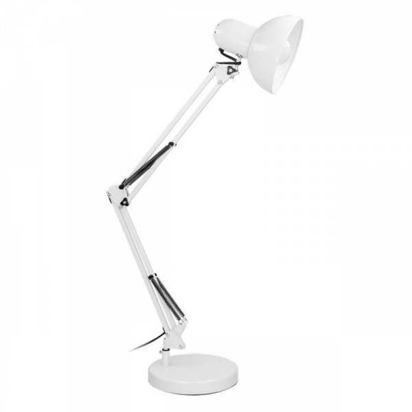 LAMPA BIURKOWA DEON 60W E27 WYSOKA, STAL, BIAŁA (1 SZT)