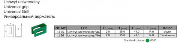 UCHWYT UNIWERSALNY MALOWANY 1126 ZIELONY (1 SZT)