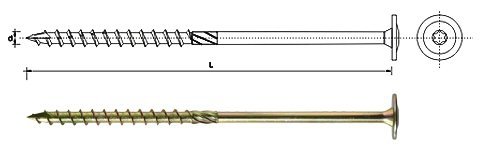 WKRĘT DO DREWNA Z KOŁNIERZEM NA TORX OCYNK ŻÓŁTY 6*70MM T30 (100 SZT)