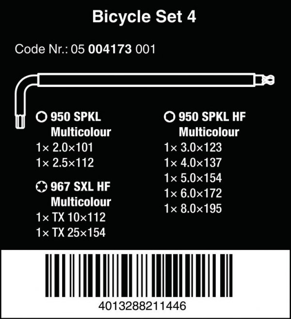 ZESTW KLUCZY TRZPIENIOWYCH BICYCLE SET 4, 9 CZĘŚĆ (1 KPL)