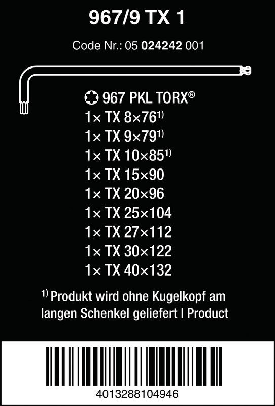 ZESTAW KLUCZY IMBUSOWYCH TRZPIENIOWYCH TORX (1 KPL)