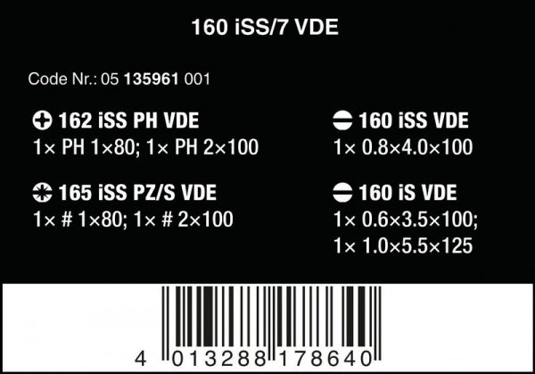 ZESTAW 7 WKRĘTAKÓW VDE 1000V PŁASKICH/PH/PZ (1 KPL)