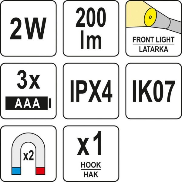 LATARKA ROBOCZA 200LM, 3XAAA (1 SZT)