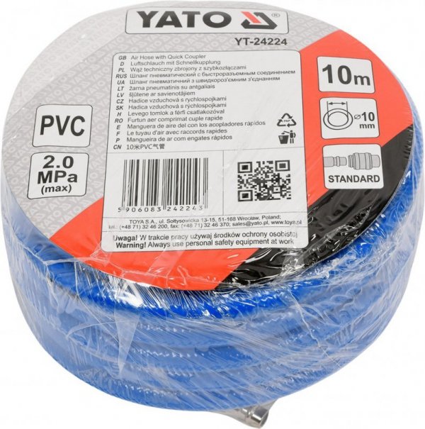 WĄŻ PNEUMATYCZNY PVC Z SZYBKOZŁĄCZAMI 10MM*10M (1 SZT)