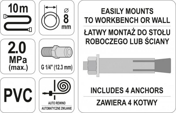 PRZEWÓD PNEUMATYCZNY NA ZWIJAKU AUTOMATYCZNYM 8MM 10M (1 SZT)