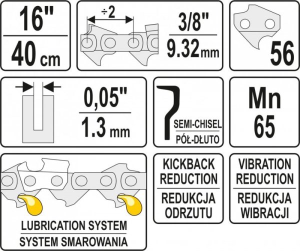 ŁAŃCUCH TNĄCY DO PILARKI 16&#039;&#039; 3/8&#039;  1.3MM 56Z (1 SZT)