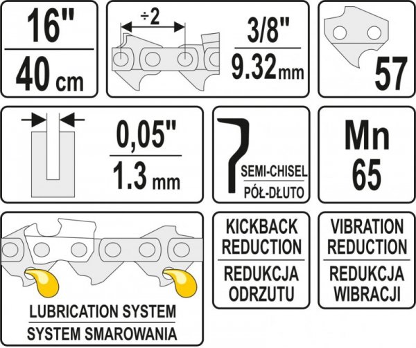 ŁAŃCUCH TNĄCY DO PILARKI 16&#039;&#039; 3/8&#039;  1.3MM 57Z (1 SZT)
