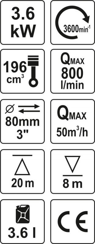 MOTOPOMPA DO WODY SPALINOWA 3&#039;&#039; 5,9HP 60M3/H (1 SZT)