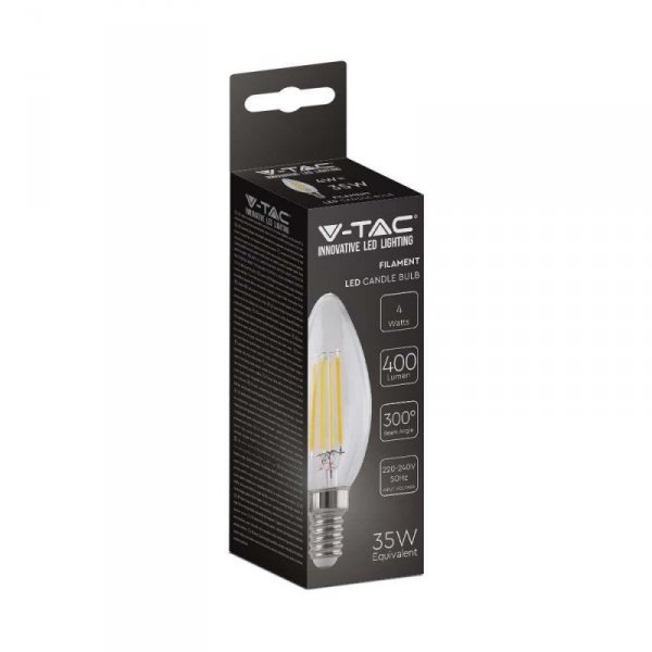Żarówka LED V-TAC 4W Filament E14 Świeczka VT-1986 4000K 400lm