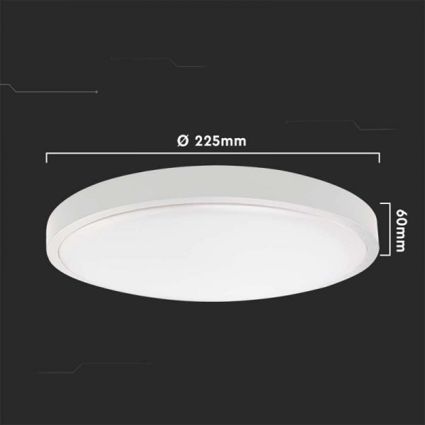 Plafon V-TAC 18W LED Okrągły IP44 Czujnik Ruchu Mikrofalowy 23cm Biały VT-8618S-W-RD 3000K 1800lm