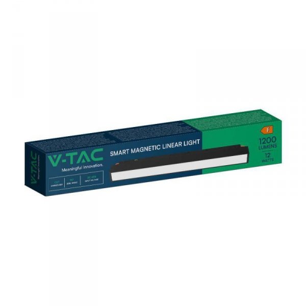 Oprawa Szynosystem SMART 48V V-TAC 12W LED CCT 90st SMART WiFi TRACKLIGHT Czarna VT-3612 2700K-6400K 1200lm 3 Lata Gwarancji