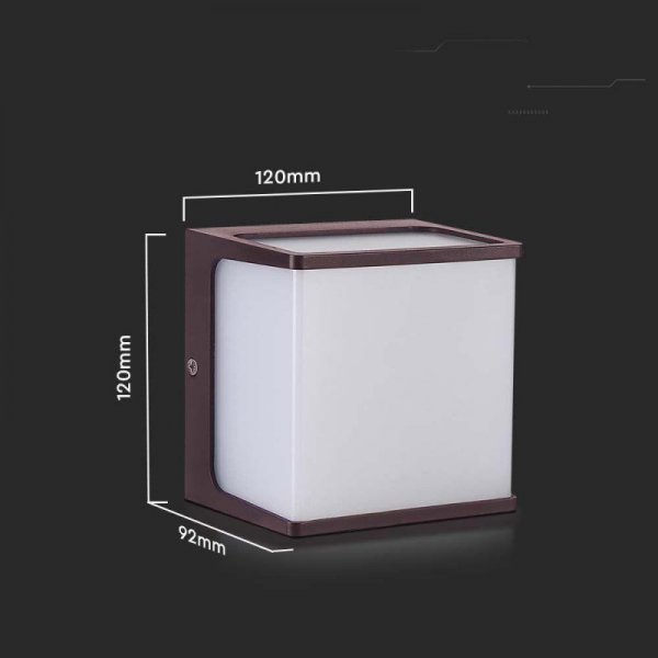 Oprawa Ścienna Ogrodowa V-TAC 8W LED IP65 120x120 Brązowa VT-708 4000K 800lm