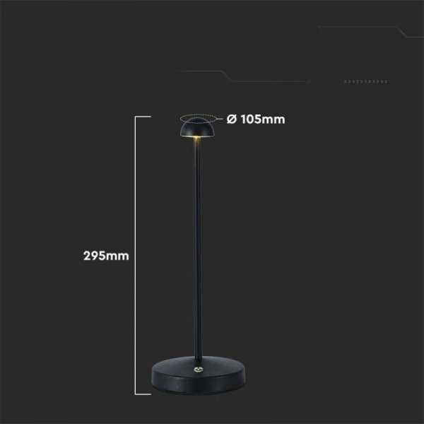 Lampka Biurkowa Nocna V-TAC 3W LED 29cm Ładowanie USB Ściemnianie Czarna VT-1073 3000K-6000K 130lm