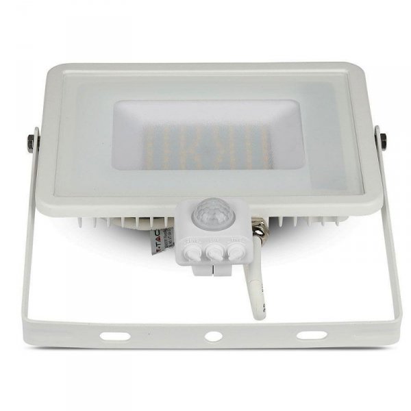 Projektor LED V-TAC 50W SAMSUNG CHIP Czujnik Ruchu Funkcja Cut-OFF Biały VT-50-S-W 3000K 4000lm 5 Lat Gwarancji