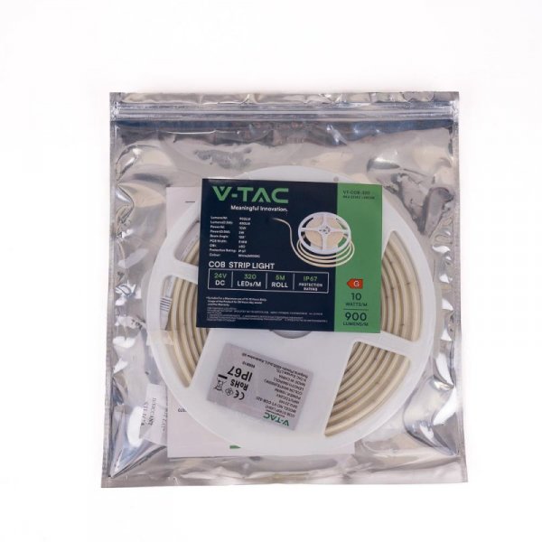 Taśma LED V-TAC Bezpunktowa COB 320LED 24V IP67 10W/m VT-COB 320 6500K 900lm