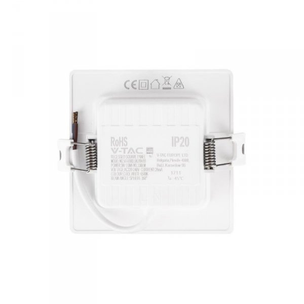Panel Wpuszczany V-TAC 3W LED SAMSUNG CHIP Kwadrat 90x90mm VT-61003SQ-S 6500K 330lm