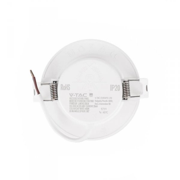 Panel Wpuszczany V-TAC 3W LED SAMSUNG CHIP Okrągły 90x28mm VT-61003RD-S 3000K 330lm 5 Lat Gwarancji