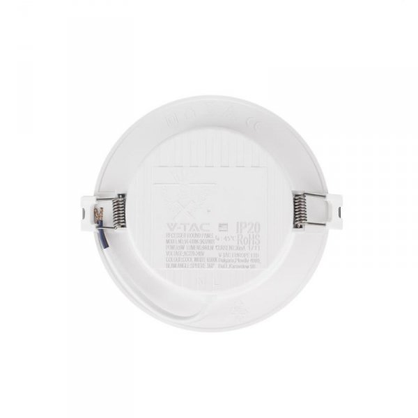 Panel Wpuszczany V-TAC 6W LED SAMSUNG CHIP Okrągły 120x28mm VT-61006RD-S 6500K 660lm 5 Lat Gwarancji