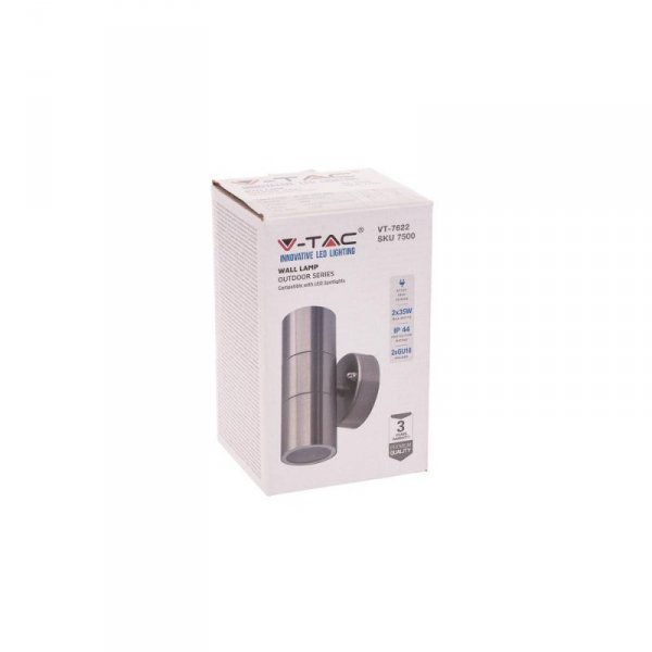 Kinkiet ogrodowy V-TAC GU10 kwasówka IP44 góra dół VT-7622