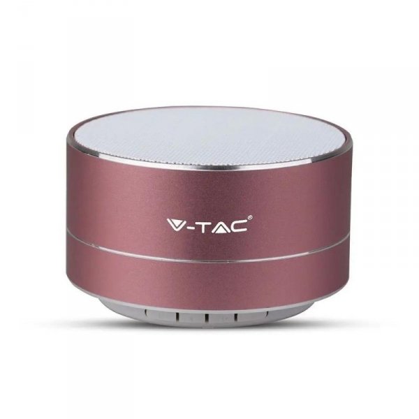Przenośny Metalowy Głośnik Bluetooth Micro SD Mikrofon 400mAh Różowy V-TAC VT-6133