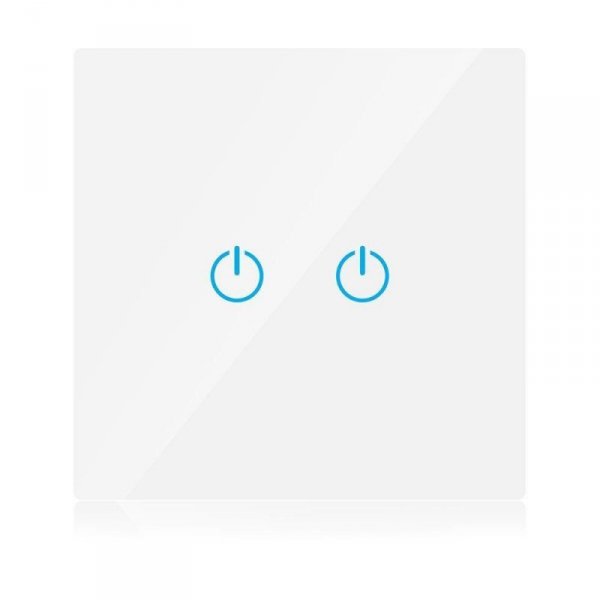 Włącznik Szklany SMART WiFi V-TAC Podwójny Biały Amazon Alexa, Google Home, Nest VT-5004