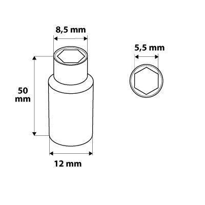 Nasadka sześciokątna długa 1/4&quot;, 5.5 mm, superlock