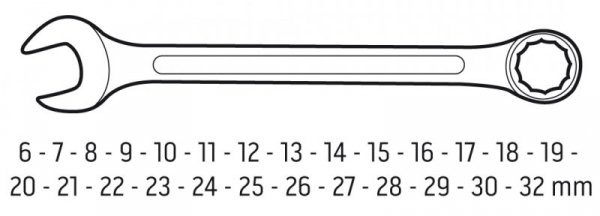 Klucze płasko-oczkowe 6-32 mm, zestaw 26 szt.